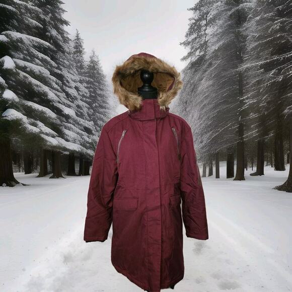 NWT Legendary Whitetails Women's Anchorage Parka Winter Coat Hooded Burgandy Lg - Picture 1 of 15